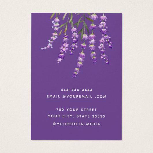 Modern Boho lavender blumenohrkarton (Rückseite)