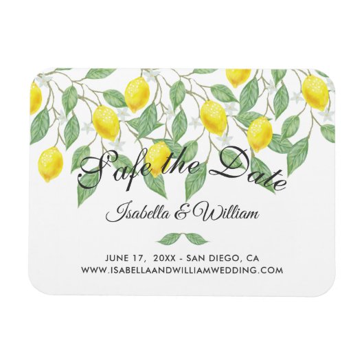 Modern Boho Lemon Sommer Hochzeit Magnet (Horizontal)
