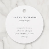 Modern-Boho-Logo mit Abstrakt-grün-weißer Blume Geschenkanhänger (Rückseite)