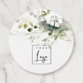 Modern-Boho-Logo mit Abstrakt-grün-weißer Blume Geschenkanhänger (Vorderseite)