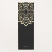 Modern Boho Lotus Black Gold Mandala Monogram Yogamatte (Vorderseite)