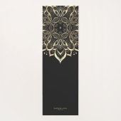 Modern Boho Lotus Black Gold Mandala Monogram Yogamatte (Rückseite)