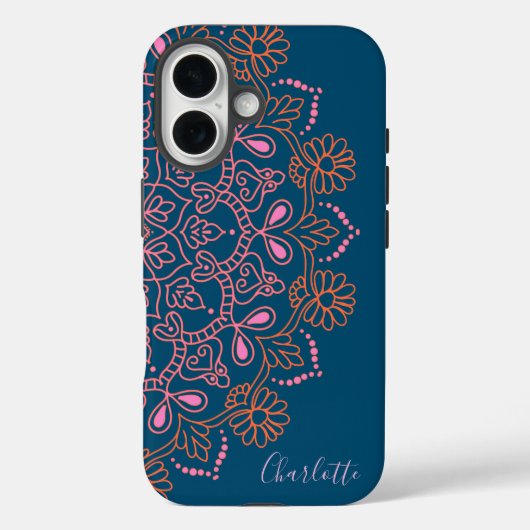Modern Boho Mandala Medallion Aquamariner Name Case-Mate iPhone Hülle (Rückseite)