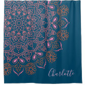 Modern Boho Mandala Medallion Aquamariner Name Duschvorhang (Vorderseite)