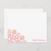 Modern Boho Mandala Pink und Orange Personalisiert Mitteilungskarte (Vorne/Hinten)