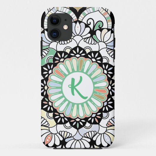 Modern Boho Mandala Yoga Meditation Initial Case-Mate iPhone Hülle (Rückseite)