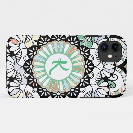 Modern Boho Mandala Yoga Meditation Initial Case-Mate iPhone Hülle (Rückseite (Horizontal))