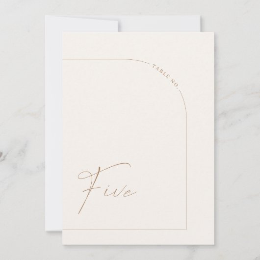 Modern Boho Minimal Arch Table Five Tischnummer (Rückseite)