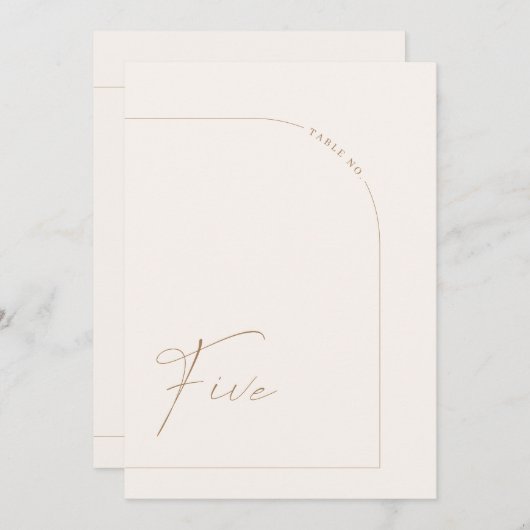 Modern Boho Minimal Arch Table Five Tischnummer (Vorne/Hinten)