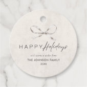 Modern Boho Minimal Bow Happy Holidays Weihnachten Geschenkanhänger (Vorderseite)