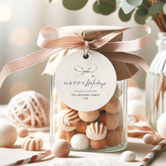 Modern Boho Minimal Bow Happy Holidays Weihnachten Geschenkanhänger