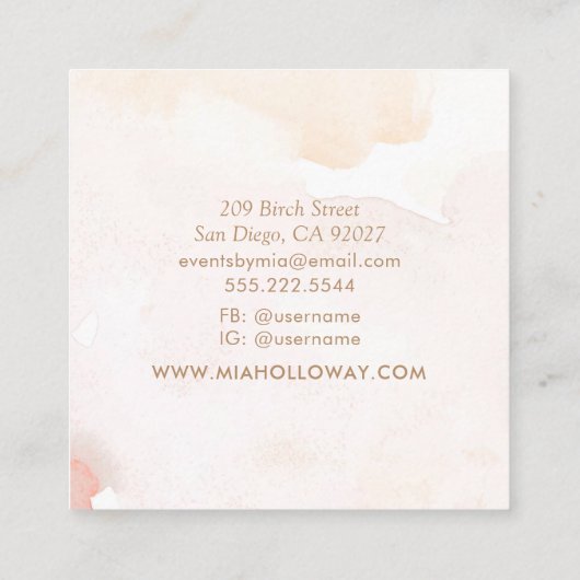 Modern Boho Minimal Palm Tree Quadratische Visitenkarte (Rückseite)