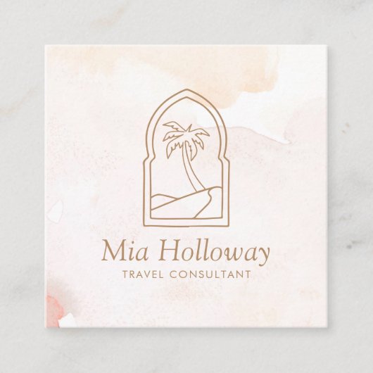 Modern Boho Minimal Palm Tree Quadratische Visitenkarte (Vorderseite)