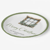 Modern Boho Minimalist Pine Wreath Dinner Plates Pappteller (Schrägansicht)