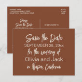 Modern Boho Minimalistisch Russet Brown Save the D Postkarte (Vorne/Hinten)