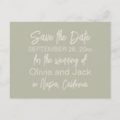 Modern Boho Minimalistisch Sage Green Save the Dat Postkarte (Vorderseite)