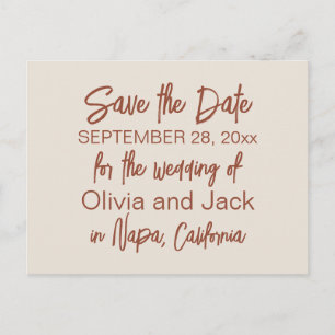 Modern Boho Minimalistisch Save the Date Postkarte