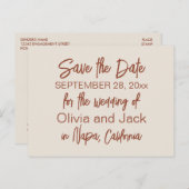 Modern Boho Minimalistisch Save the Date Postkarte (Vorne/Hinten)