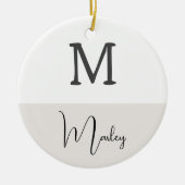Modern Boho mit Name Foto Weihnachten Keramik Ornament (Vorne)
