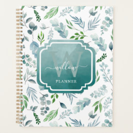Modern Boho Monogram Greenery Eucalyptus Foliage Planer