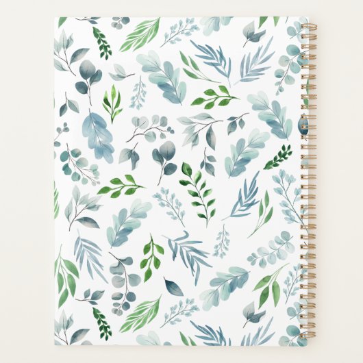 Modern Boho Monogram Greenery Eucalyptus Foliage Planer (Rückseite)