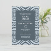Modern Boho Muster Custom B'nai Bat Bar Mitzvah Einladung (Stehend Vorderseite)