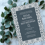 Modern Boho Muster Custom B'nai Bat Bar Mitzvah Einladung<br><div class="desc">Perfekte Karte, um eine Bar mitzvah, Fledermausmitzvah oder andere jüdische Feier anzukündigen! Handgemachte Kunst für Sie! Vollständig anpassbar! Klicken Sie auf "Personalisieren" oben, um den Text zu bearbeiten. Klicken Sie auf "Bearbeiten mit dem Design-Tool", um die Schriftart, Farben und Platzierungen anzupassen und das Design auf der Rückseite zu löschen, wenn...</div>