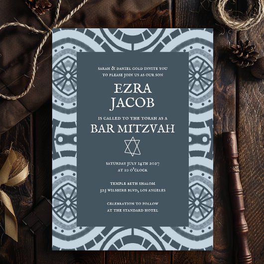 Modern Boho Muster Custom B'nai Bat Bar Mitzvah Einladung