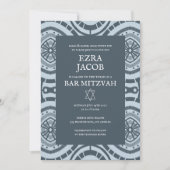 Modern Boho Muster Custom Foto Bat Bar Mitzvah Einladung (Vorderseite)