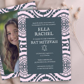 Modern Boho Muster Custom Foto Bat Bar Mitzvah Einladung