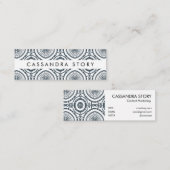 Modern Boho Muster Denim Blue Mini Visitenkarte (Vorne/Hinten)