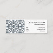 Modern Boho Muster Denim Blue Mini Visitenkarte (Rückseite)
