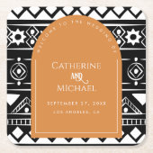 Modern Boho Muster Wedding Arch Burnt Orange Rechteckiger Pappuntersetzer (Vorderseite)