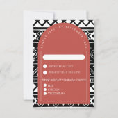 Modern Boho Muster Wedding Arch Coral RSVP Karte (Vorderseite)