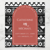 Modern Boho Muster Wedding Arch Coral Weinetikett (Einzelnes Label)