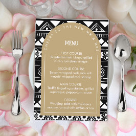 Modern Boho Muster Wedding Arch Gold Menükarte
