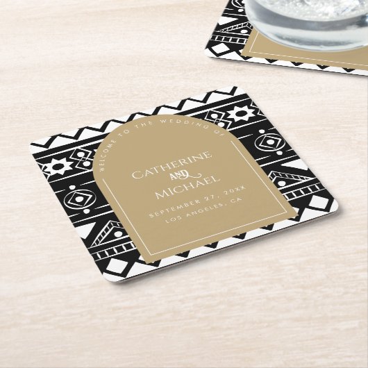 Modern Boho Muster Wedding Arch Gold Rechteckiger Pappuntersetzer (angewinkelt)