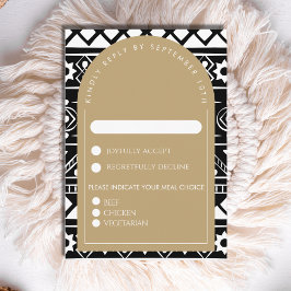 Modern Boho Muster Wedding Arch Gold RSVP Karte