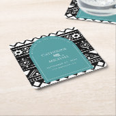 Modern Boho Muster Wedding Arch Green Rechteckiger Pappuntersetzer (angewinkelt)