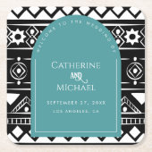 Modern Boho Muster Wedding Arch Green Rechteckiger Pappuntersetzer (Vorderseite)