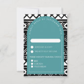 Modern Boho Muster Wedding Arch Green RSVP Karte (Vorderseite)