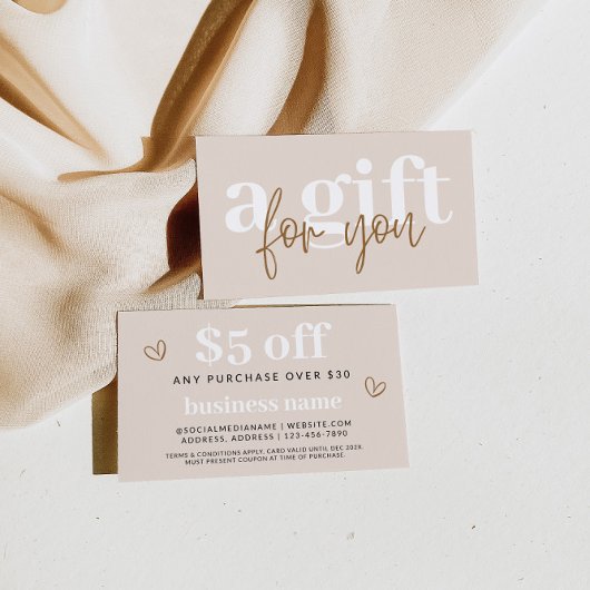 Modern Boho Neutral Coupon Discount Card
