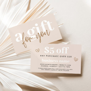 Modern Boho Neutral Coupon Discount Card