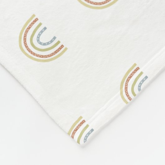 Modern Boho Neutral Rainbow Fleece Baby Blanket (Ecke)