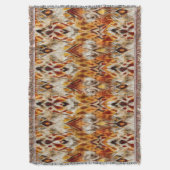 Modern Boho Neutrals Brown Orange Ikat Tribal Decke (Vorderseite Vertikal)