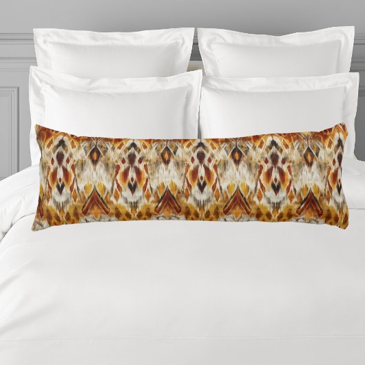 Modern Boho Neutrals Brown Orange Ikat Tribal Seitenschläferkissen