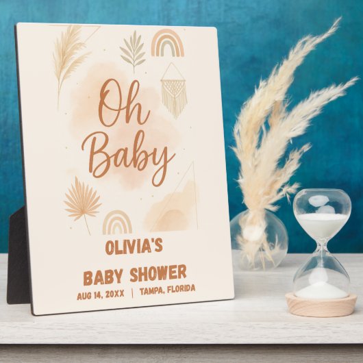 Modern Boho Oh Baby Baby Shower Fotoplatte (Seite)