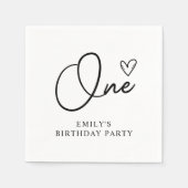Modern Boho One Heart First Birthday Serviette (Vorderseite)