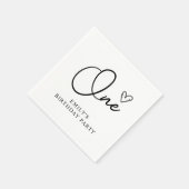 Modern Boho One Heart First Birthday Serviette (Ecke)