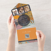 Modern Boho Orange Wedding All In One Einladung (Abreißen)